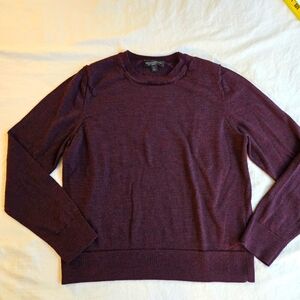 Banana Republic 🐑 sz L 100% fine Merino Wool crewneck sweater Eggplant